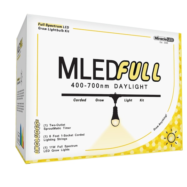 Miracle Led 1-Socket Nanometer Full Spectrum Grow Light Kit - 11W Replace 150W Grow Bulbs w/Timer 802310 - main